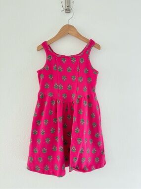 Girls' Magenta Sleeveless Floral Print Dress